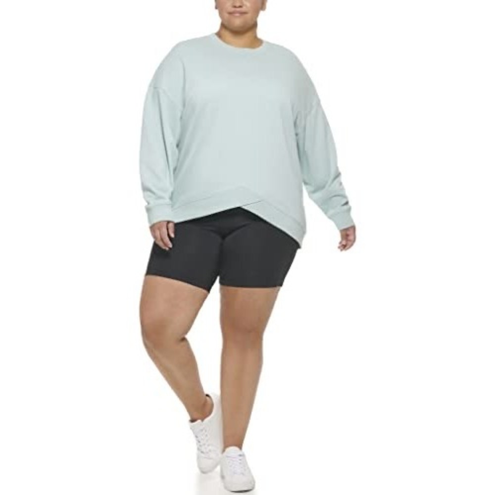 Calvin Klein Performance Women's Plus Terry Cozy Sweatshirt Mint Green 3X